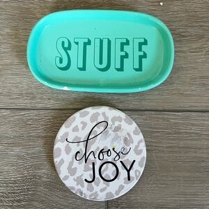 Teal Trinket Tray and Animal Print Choose Joy Ceramic Circle